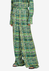 Salvatore Ferragamo Wide-Leg Checked Pants 13C592 P 765575 TONI LIME Green