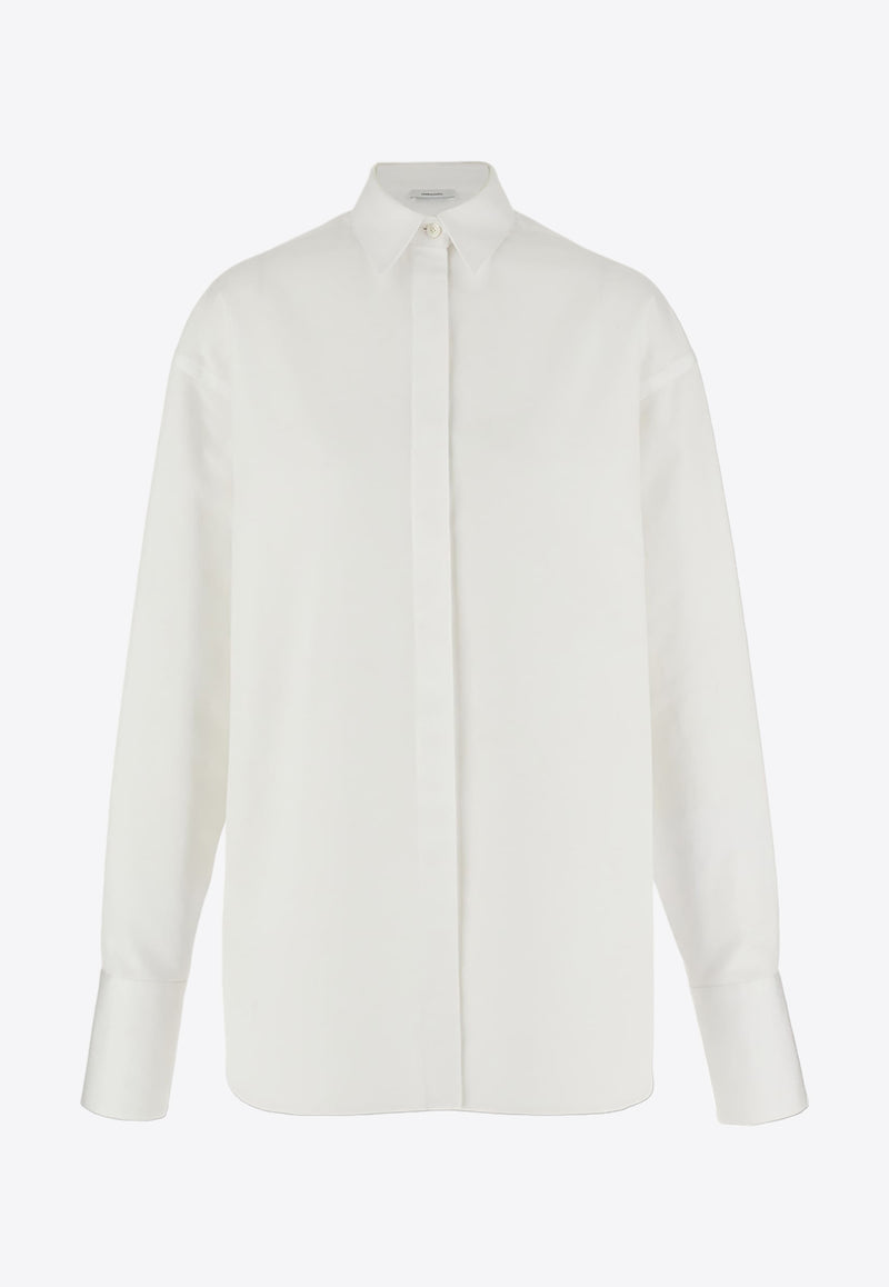 Salvatore Ferragamo Sash Collar Long-Sleeved Shirt White 13C797 C 767800 OFFWHITE