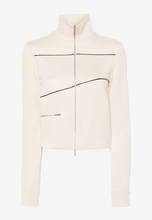 Salvatore Ferragamo High-Neck Zip-Up Jacket 13C969 G 770423 IVORY