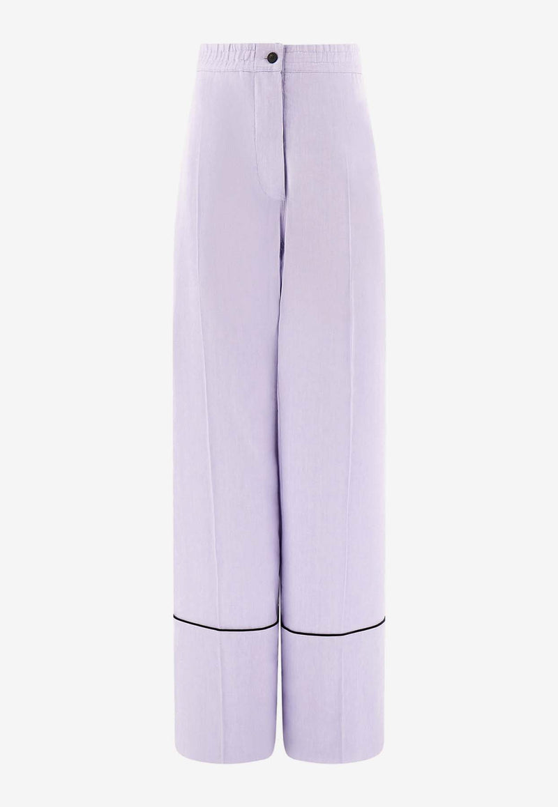 Salvatore Ferragamo Wide-Leg Pajama Pants 13E851 P 775553 LAVANDER Purple