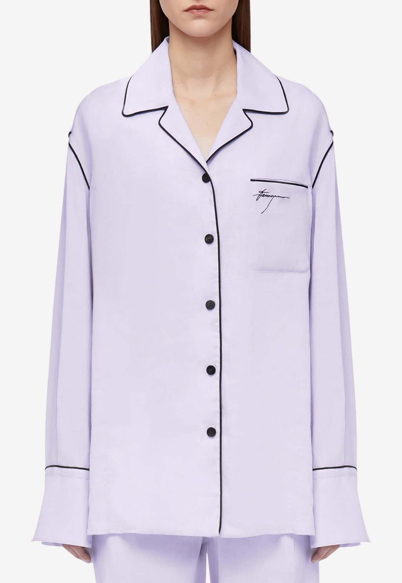 Salvatore Ferragamo Logo Pajama Shirt 13E853 C 775604 LAVANDER Purple