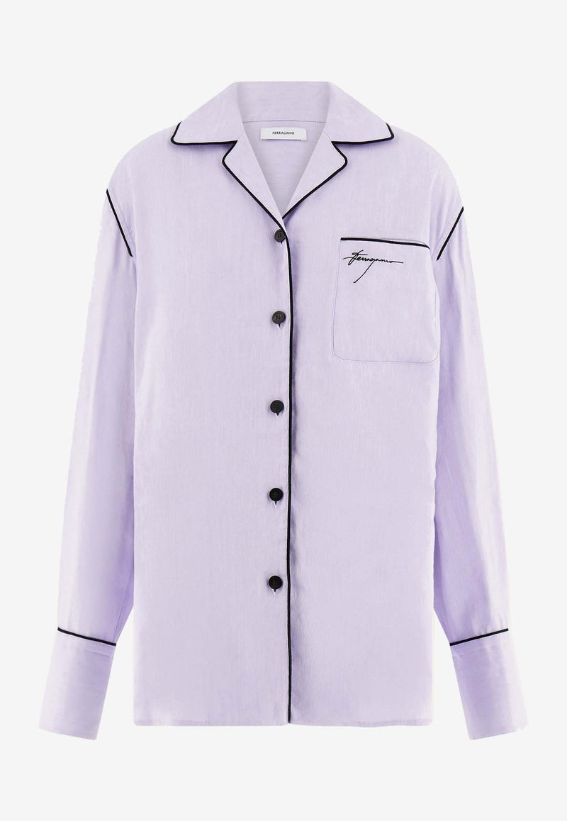 Salvatore Ferragamo Logo Pajama Shirt 13E853 C 775604 LAVANDER Purple