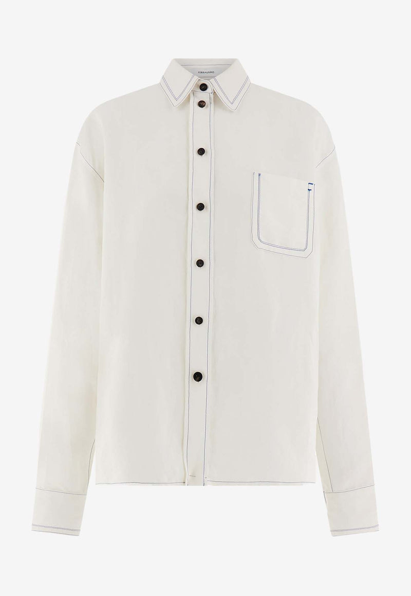 Salvatore Ferragamo Long-Sleeved Shirt 13F181 C 775629 WHITE White