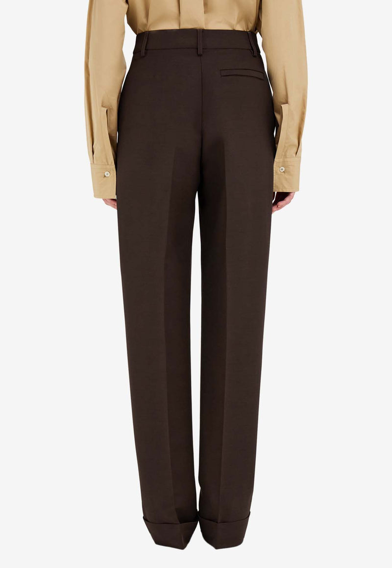 Salvatore Ferragamo Pressed-Crease Wide Leg Pants Brown 13G160 P 780901 EXPRESSO