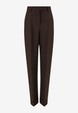 Salvatore Ferragamo Pressed-Crease Wide Leg Pants Brown 13G160 P 780901 EXPRESSO