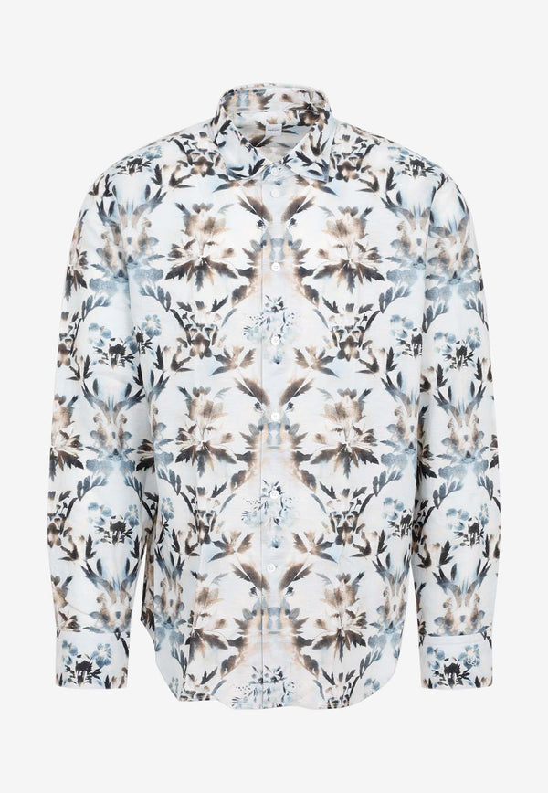 Berluti Long-Sleeved Printed Shirt Light Blue R24HTL95.001-F47 BEIGE BABY BLUE