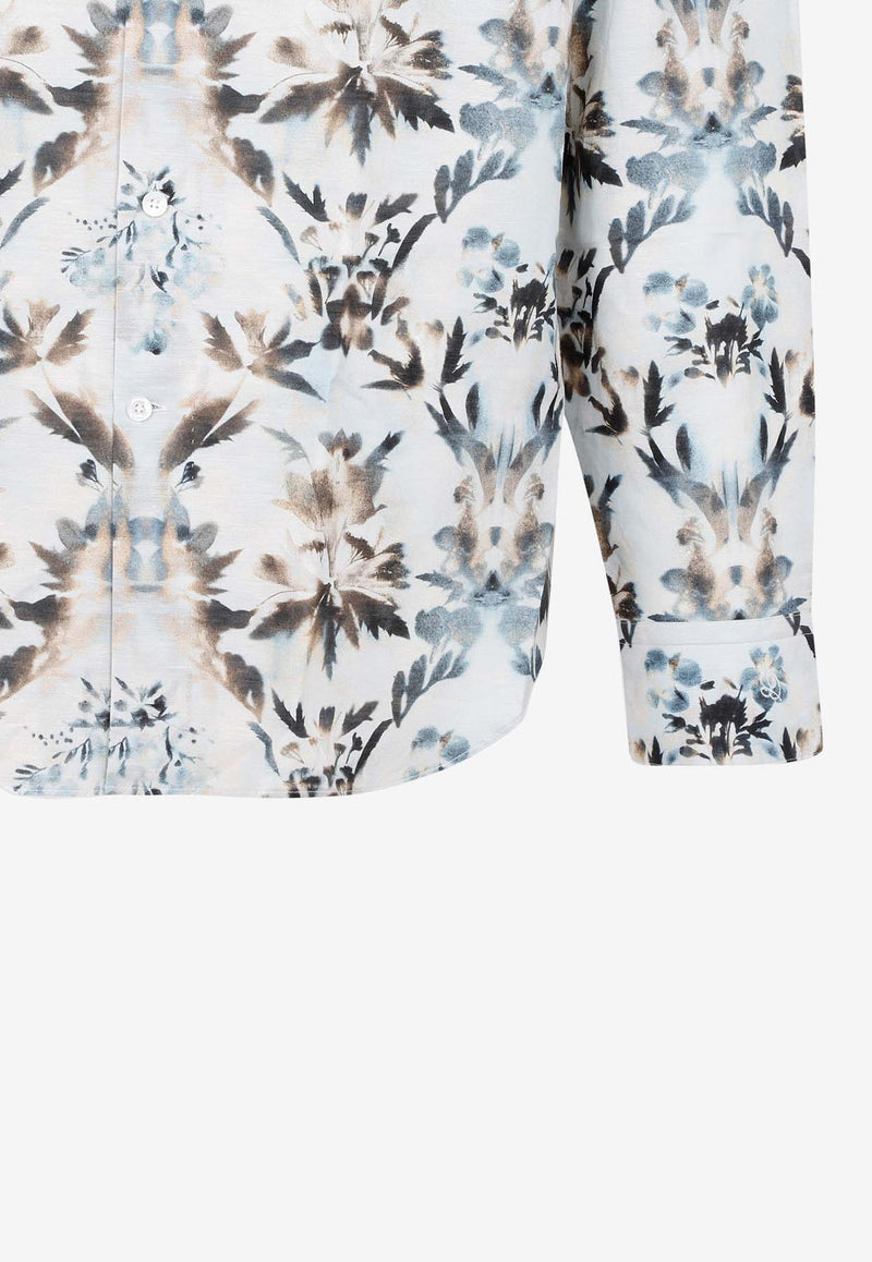 Berluti Long-Sleeved Printed Shirt Light Blue R24HTL95.001-F47 BEIGE BABY BLUE