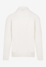 Ribbed Knit Long-Sleeved Polo T-shirt