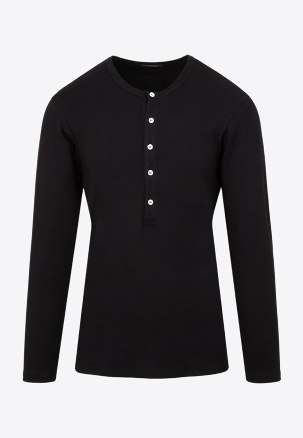 Long-Sleeved Henley T-shirt