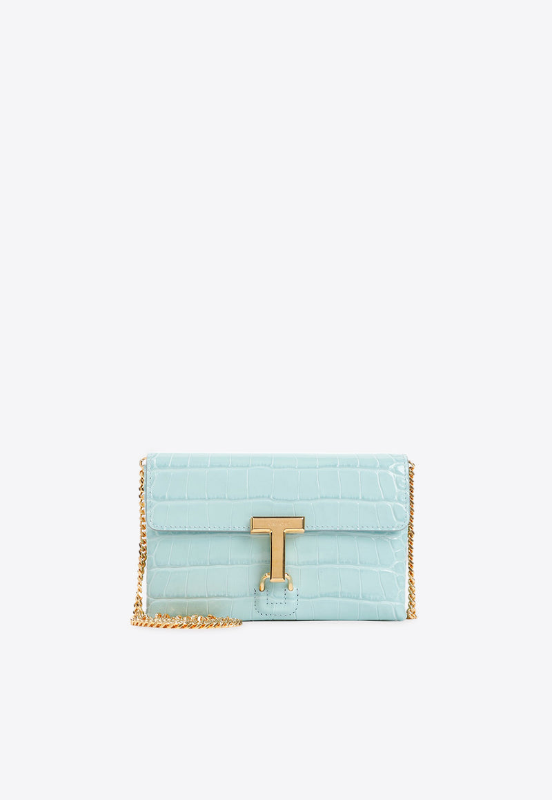 Mini Monarch Shoulder Bag in Croc-Embossed Leather