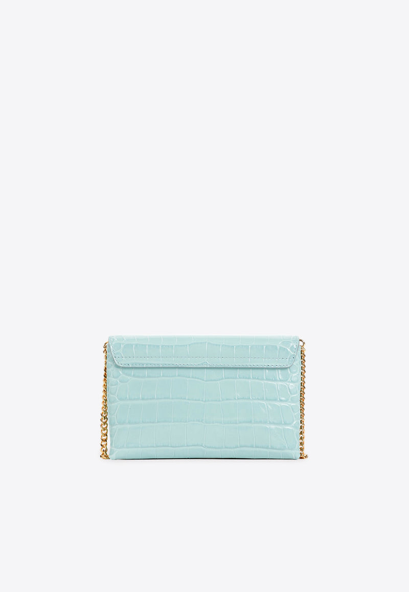 Mini Monarch Shoulder Bag in Croc-Embossed Leather