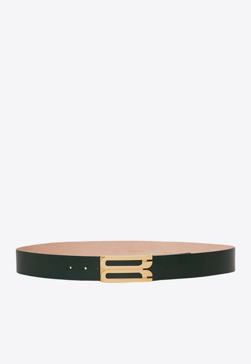 Victoria Beckham Jumbo Frame Leather Belt Dark Green 1424ABL005951ADARK GREEN