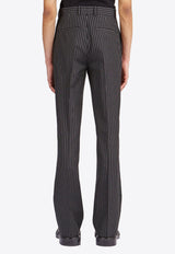 Salvatore Ferragamo Tailored Striped Pants 143665 P 770249 NERO/MASCARPONE Black