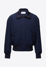 Salvatore Ferragamo Zip-Up Bomber Jacket 143737 B 770341 NEW NAVY Navy