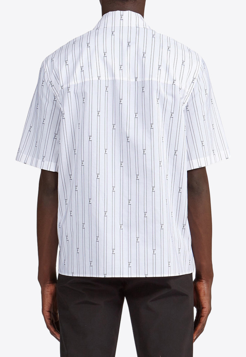 Salvatore Ferragamo Short-Sleeved Striped Shirt 143806 D 770864 OPTIC WHITE/NERO White