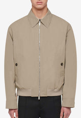 Salvatore Ferragamo Logo-Embossed Zip-Up Blouson Sand 143938 B 775634 DARK SAND