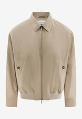 Salvatore Ferragamo Logo-Embossed Zip-Up Blouson Sand 143938 B 775634 DARK SAND