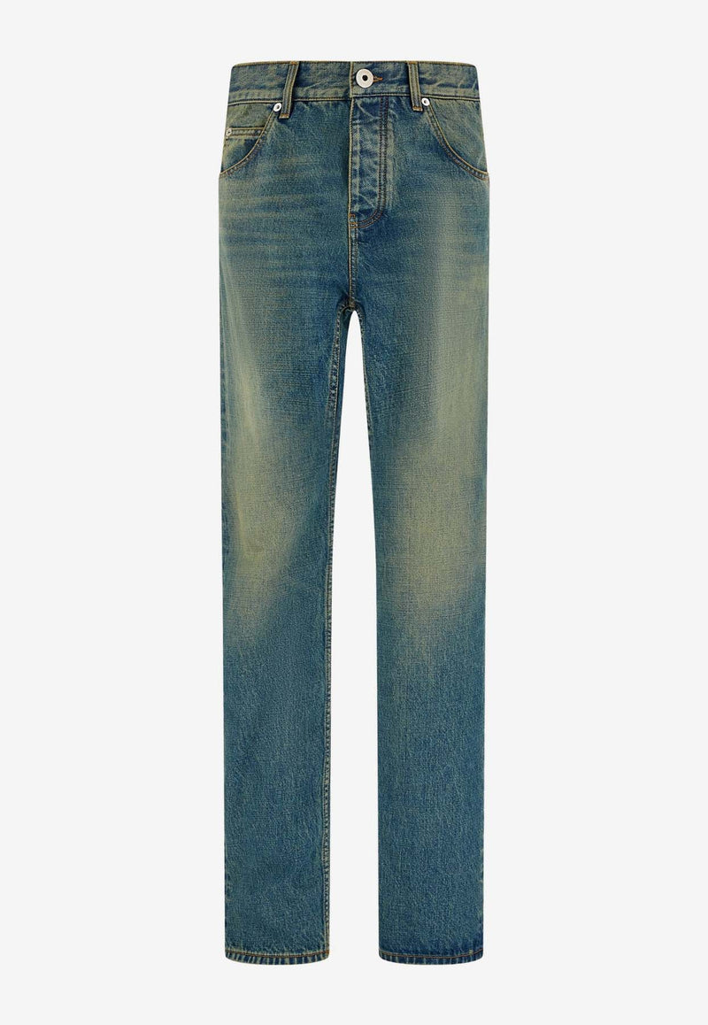 Salvatore Ferragamo Basic Straight-Leg Faded Jeans Blue 144032 P 775685 SAGE DUSTY