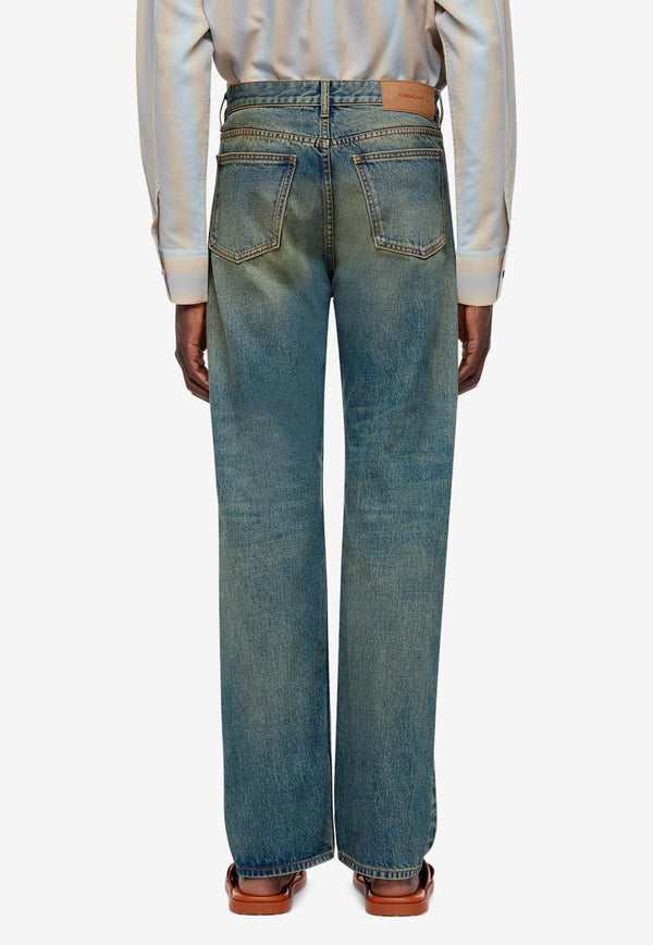 Salvatore Ferragamo Basic Straight-Leg Faded Jeans Blue 144032 P 775685 SAGE DUSTY