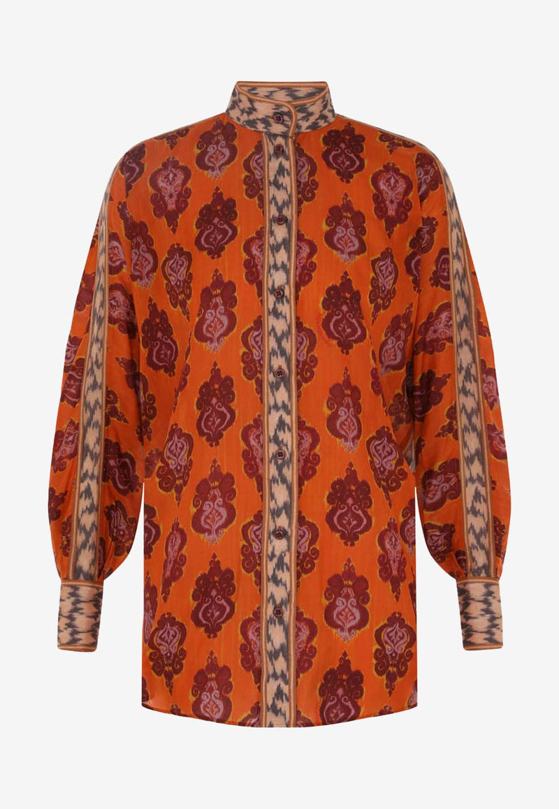 Zimmermann Wylie Silk Dolman Shirt Orange 1499TRS251ORANGE