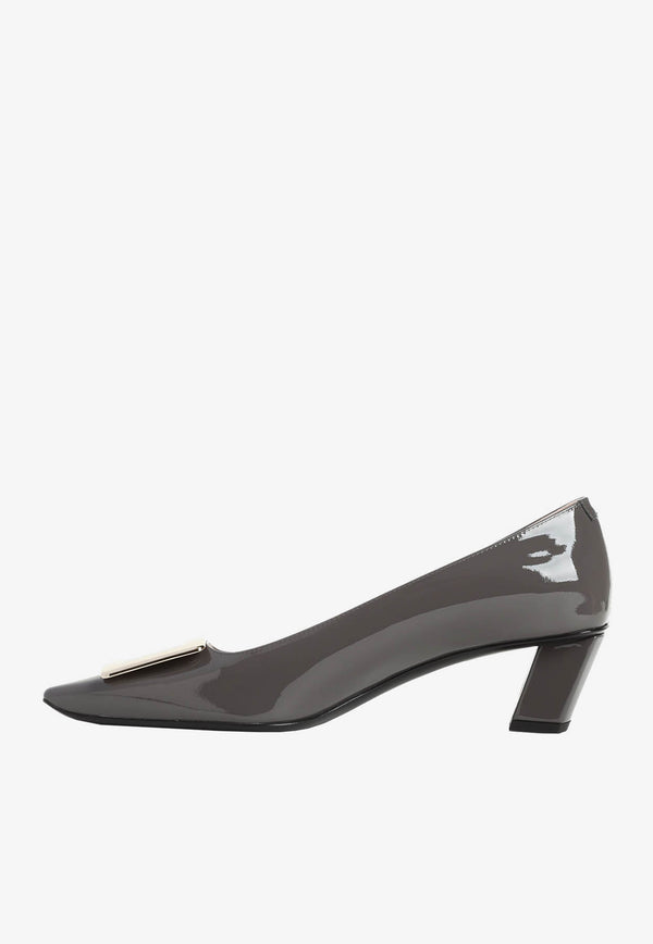 Belle Vivier 45 Metal Buckle Pumps in Patent Leather