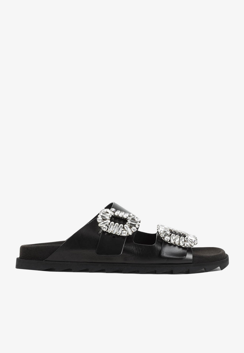 Slidy Viv
 Crystal Buckle Leather Mules