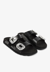 Slidy Viv
 Crystal Buckle Leather Mules