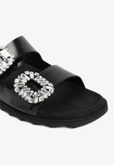 Slidy Viv
 Crystal Buckle Leather Mules