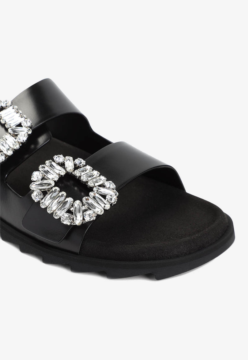 Slidy Viv
 Crystal Buckle Leather Mules