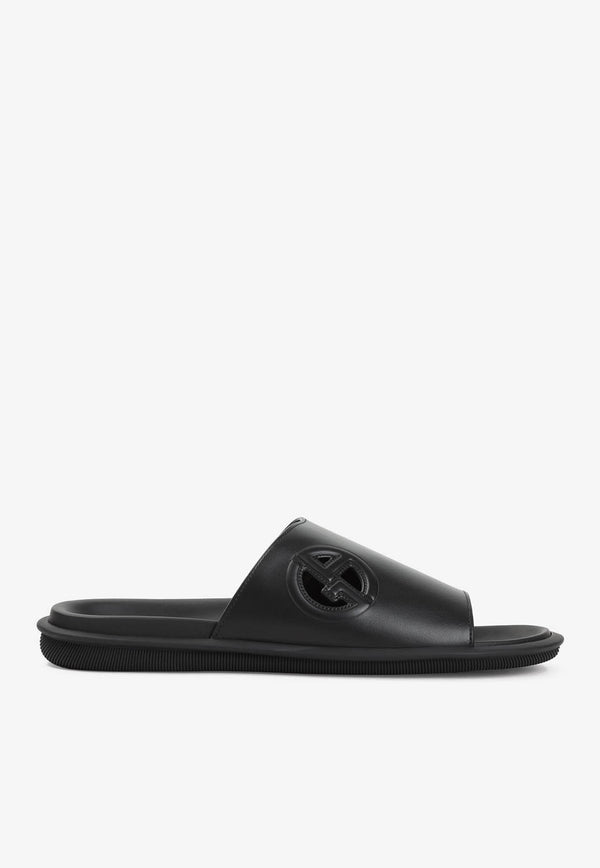 Logo Leather Slides