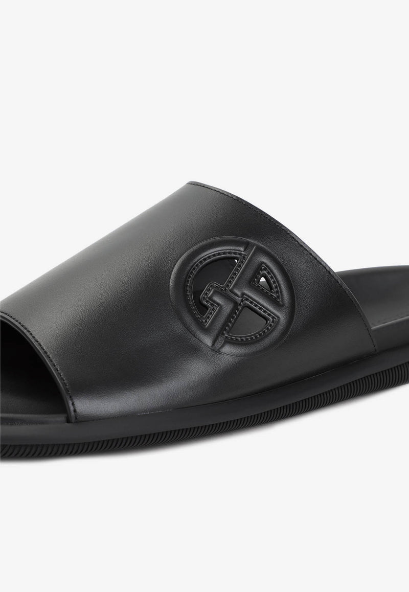 Logo Leather Slides