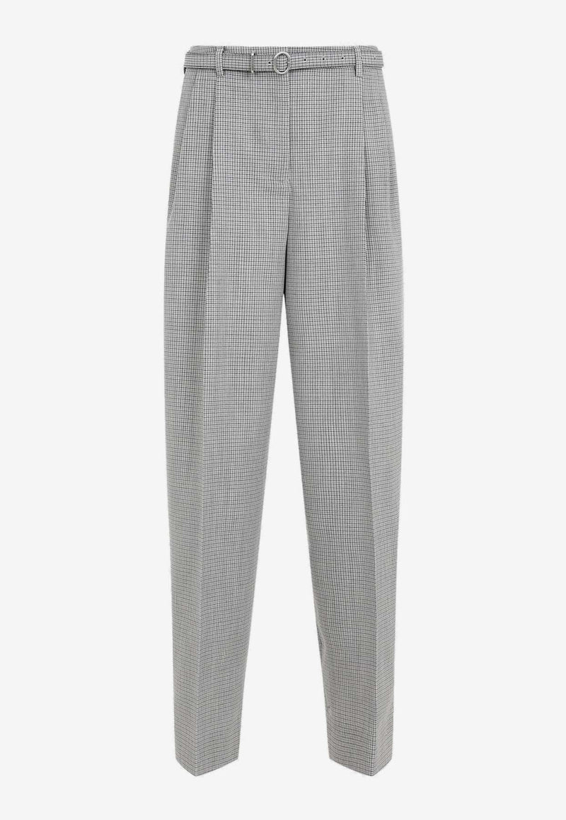 Checked Pleated Wool Pants