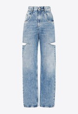 Cut-Out Straight Jeans