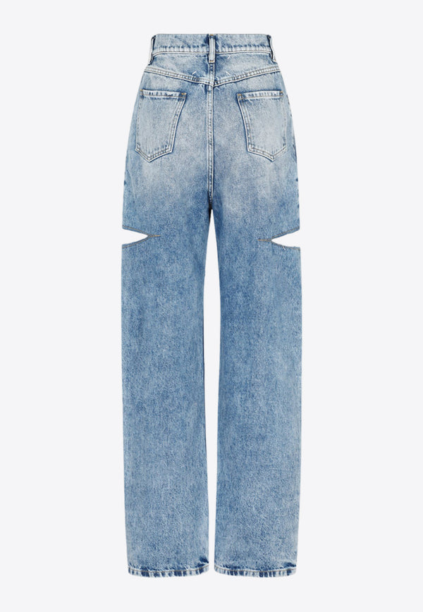 Cut-Out Straight Jeans