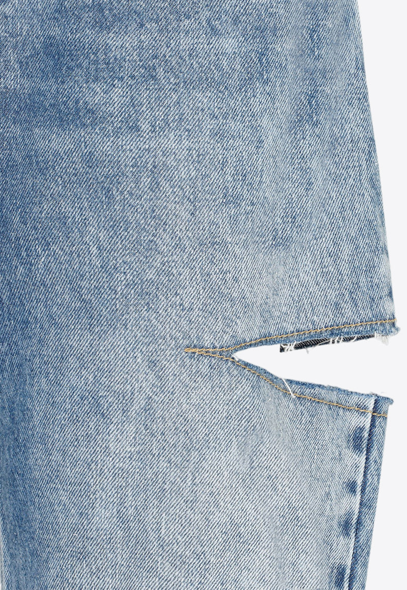 Cut-Out Straight Jeans