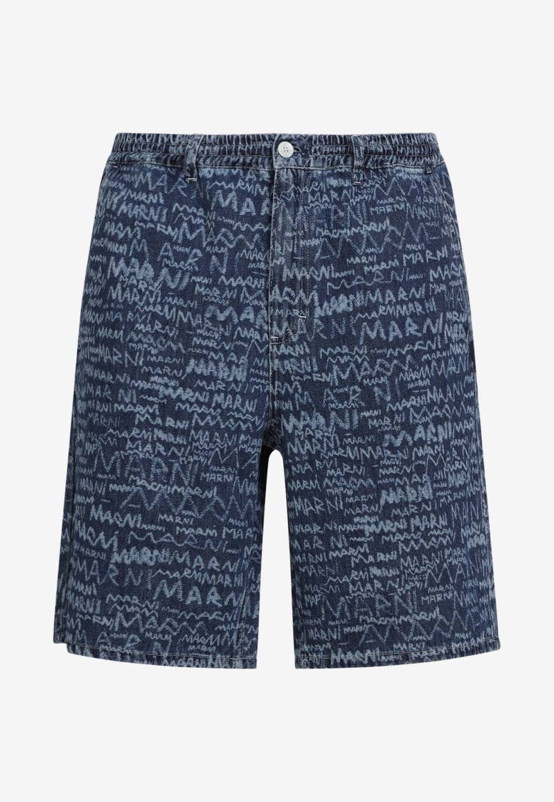 Logo Denim Shorts