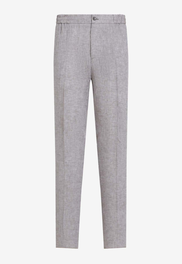 Slim-Fit Linen Pants