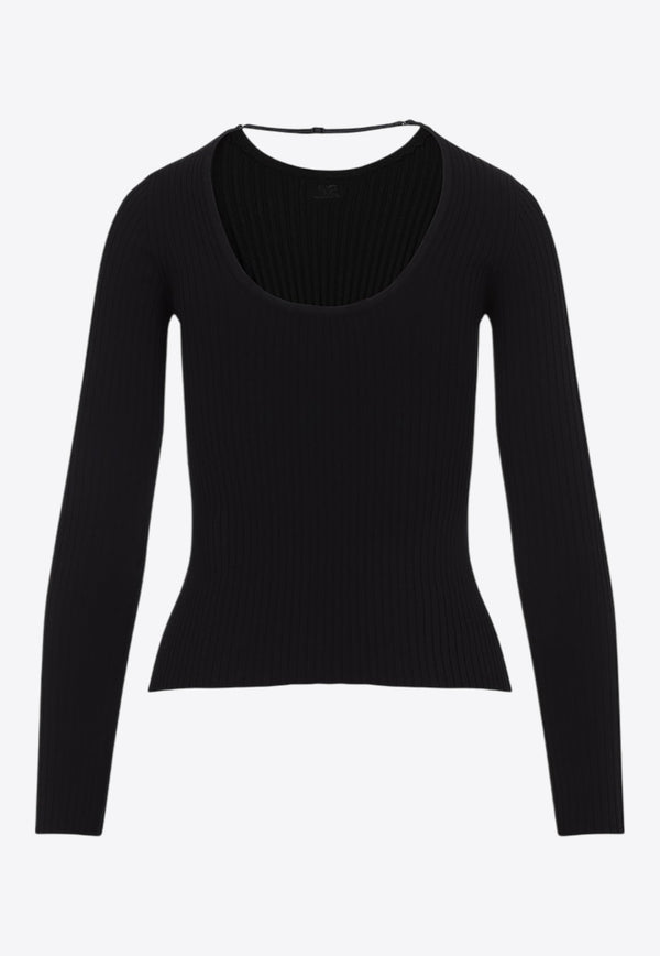 Lingerie Strap Rib Knit Sweater