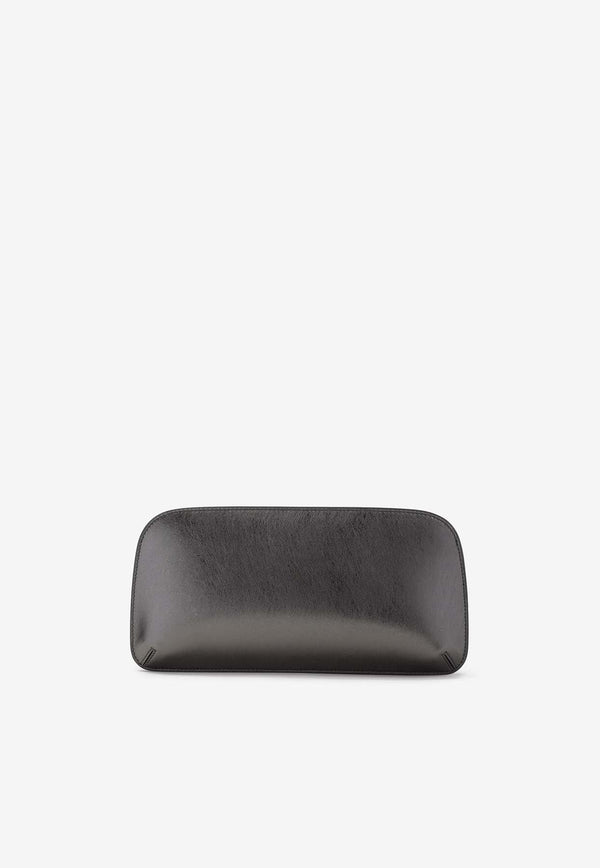 Logo Metallic Leather Clutch