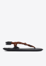 Logo Leather Flat Sandals