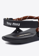 Logo Leather Flat Sandals