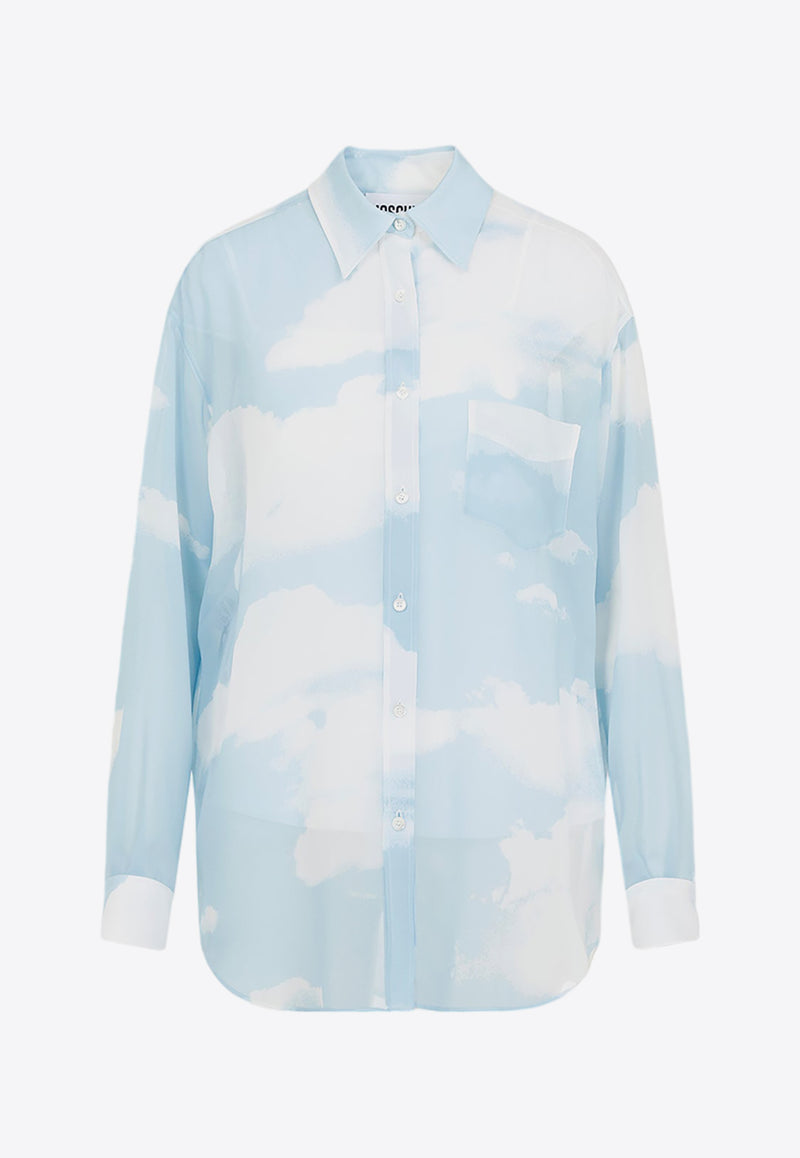 Clouds Print Silk Shirt