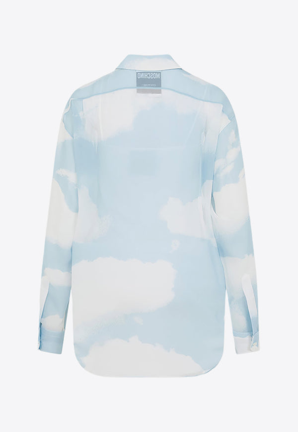 Clouds Print Silk Shirt