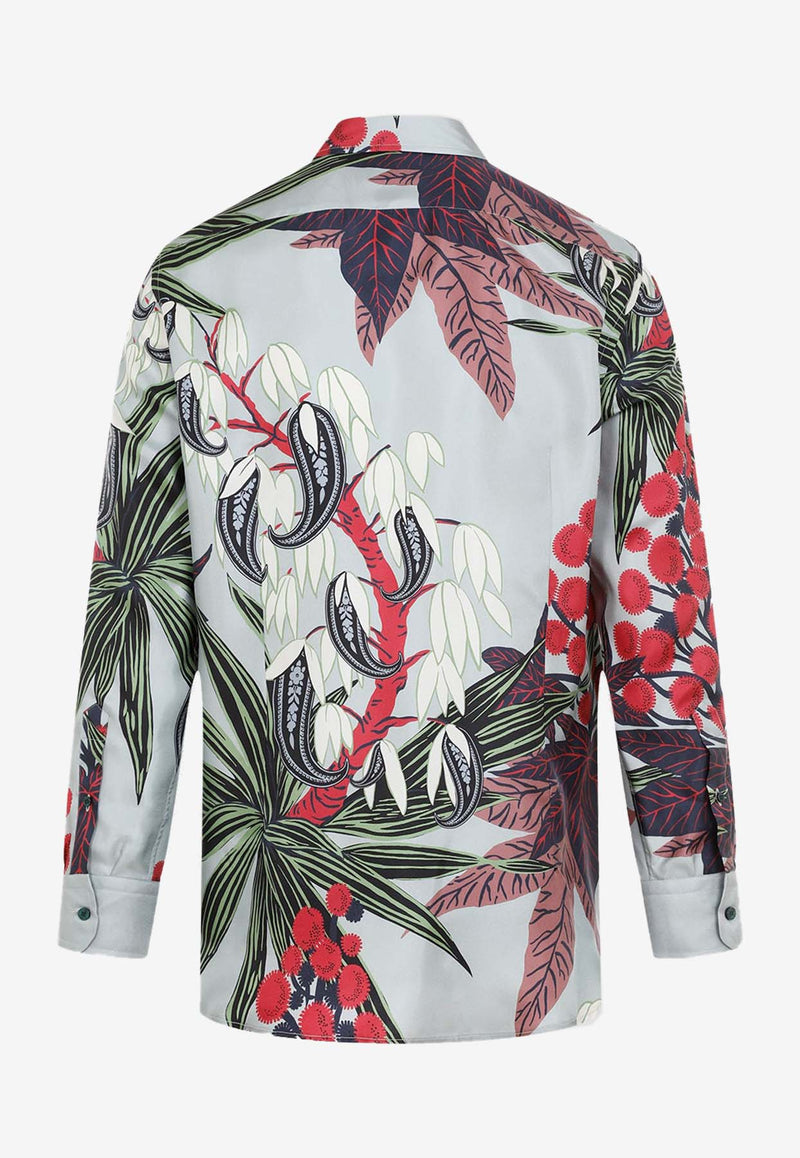 Printed Long-Sleeved Silk Shirt