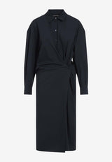 Straight Collar Twisted Midi Dress