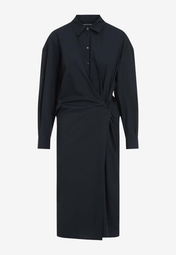 Straight Collar Twisted Midi Dress