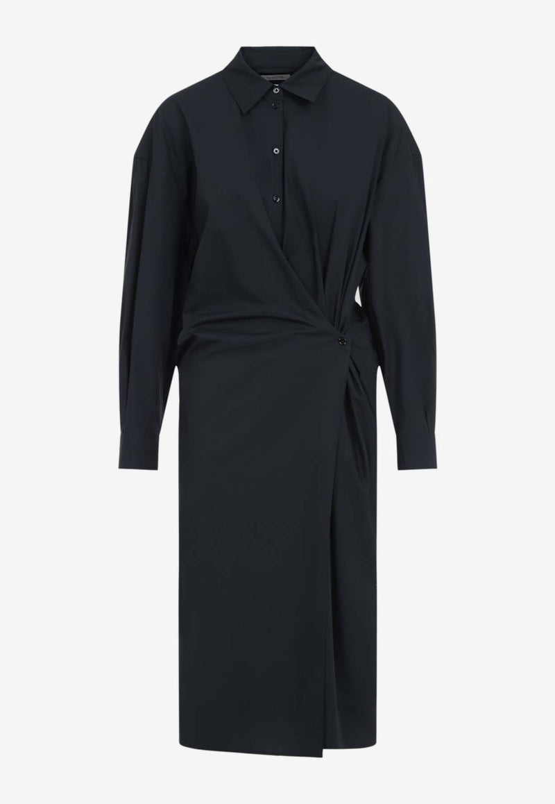 Straight Collar Twisted Midi Dress