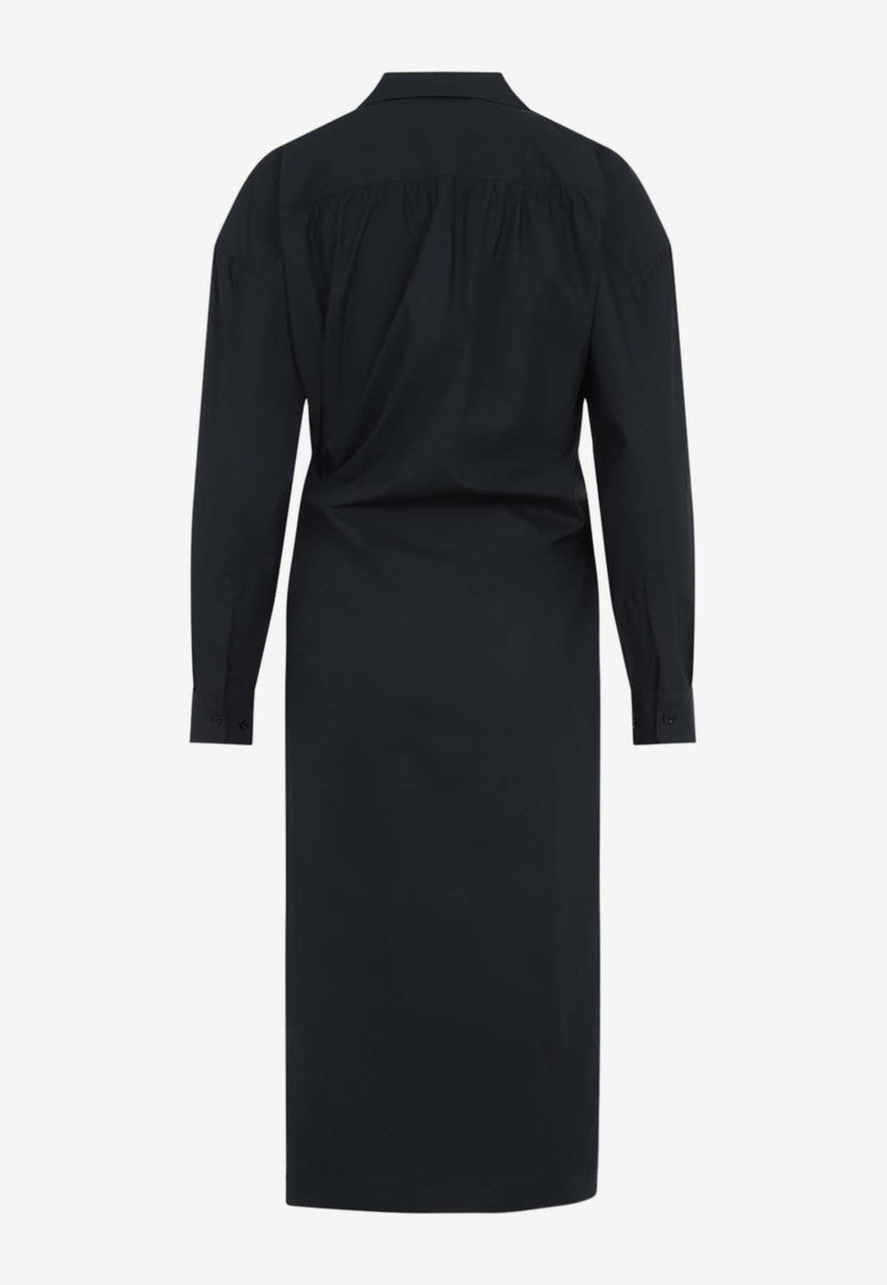 Straight Collar Twisted Midi Dress