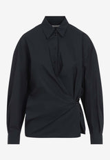 Straight Collar Twisted Shirt