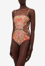 Zimmermann Wylie Belted Bandeau One-Piece Swimsuit Multicolor 1863WRS251MULTICOLOUR